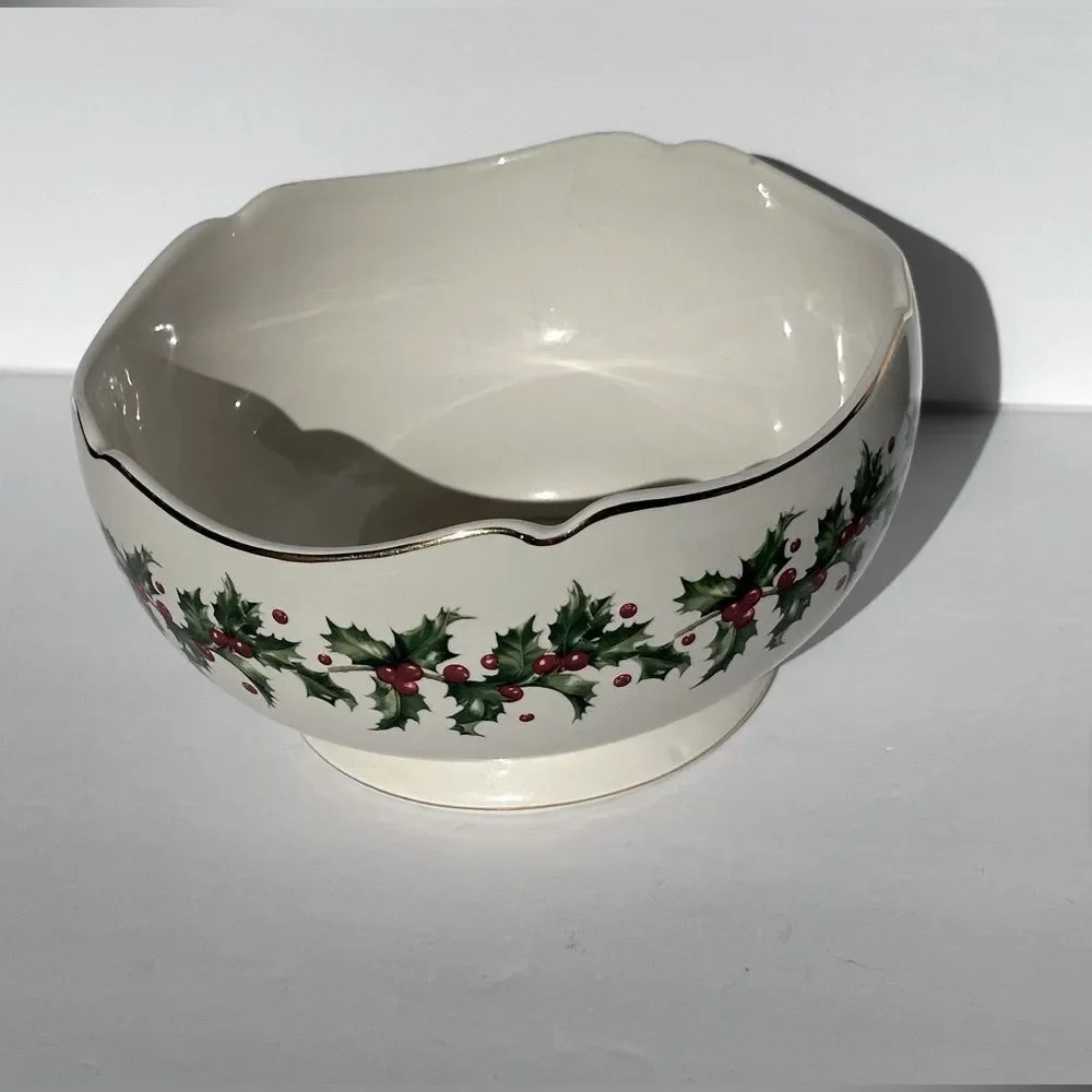 LENOX 75th Anniversary Christmas Holiday Teleflora Holly Berry Porcelain Bowl